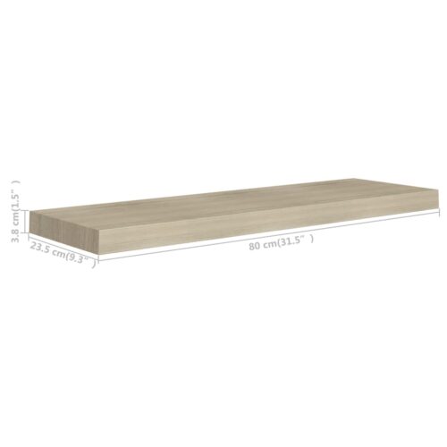 Floating Wall Shelves 2pcs Oak 80x23.5x3.8cm MDF - Image 8