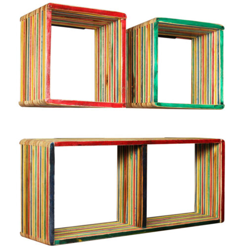 Wall Shelf Set 3pcs Multicolour Solid Reclaimed Teak - Image 8