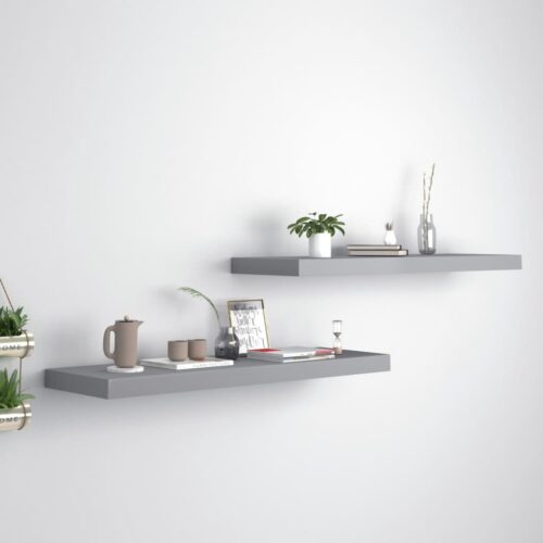 Floating Wall Shelves 2pcs Grey 80x23.5x3.8cm MDF