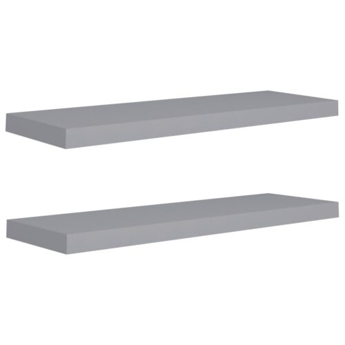 Floating Wall Shelves 2pcs Grey 80x23.5x3.8cm MDF - Image 2