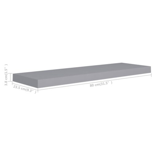 Floating Wall Shelves 2pcs Grey 80x23.5x3.8cm MDF - Image 8
