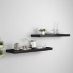 Floating Wall Shelves 2pcs Black 80x23.5x3.8cm MDF