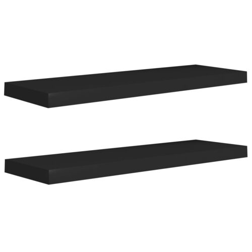 Floating Wall Shelves 2pcs Black 80x23.5x3.8cm MDF - Image 2