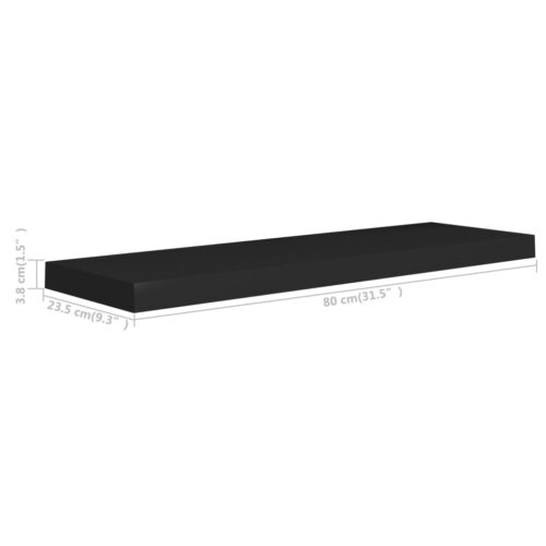 Floating Wall Shelves 2pcs Black 80x23.5x3.8cm MDF - Image 8