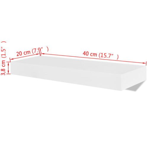 2 White MDF Floating Wall Display Shelves Book/DVD Storage - Image 5
