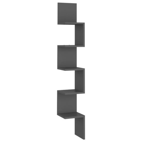 Wall Corner Shelf Grey 20x20x127.5cm Engineered Wood