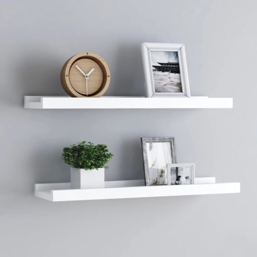 Picture Frame Ledge Shelves 2pcs White 60x9x3cm MDF