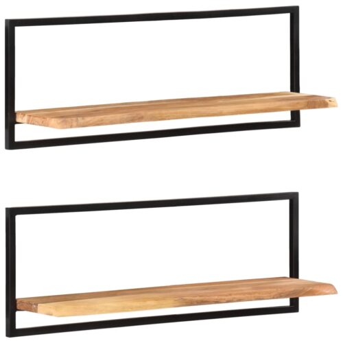 Wall Shelves 2pcs 100x24x35cm Solid Wood Acacia Steel - Image 9