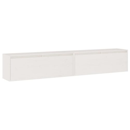 Wall Cabinets 2pcs White 100x30x35cm Solid Wood Pine - Image 2