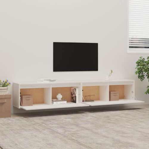 Wall Cabinets 2pcs White 100x30x35cm Solid Wood Pine - Image 3