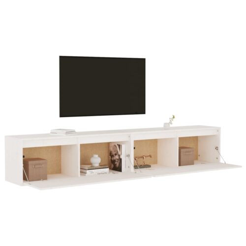 Wall Cabinets 2pcs White 100x30x35cm Solid Wood Pine - Image 4