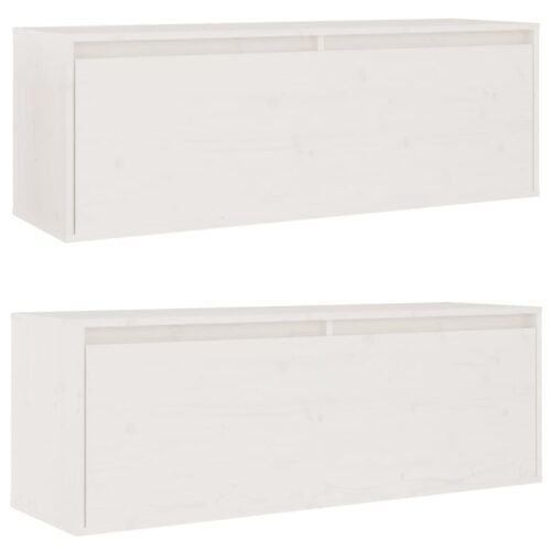 Wall Cabinets 2pcs White 100x30x35cm Solid Wood Pine - Image 9