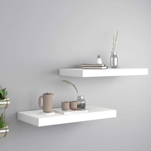 Floating Wall Shelves 2pcs White 50x23x3.8cm MDF