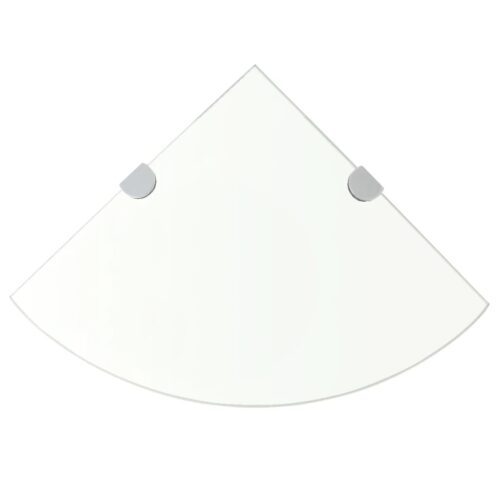 Corner Shelf with Chrome Supports Glass Clear 25x25cm