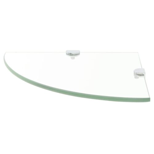 Corner Shelf with Chrome Supports Glass Clear 25x25cm - Image 2