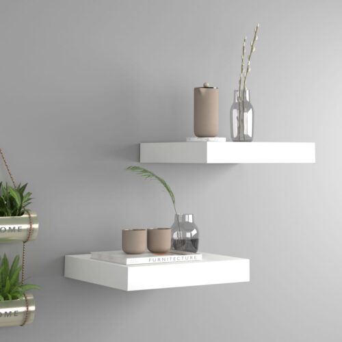 Floating Wall Shelves 2pcs White 23x23.5x3.8cmmDF