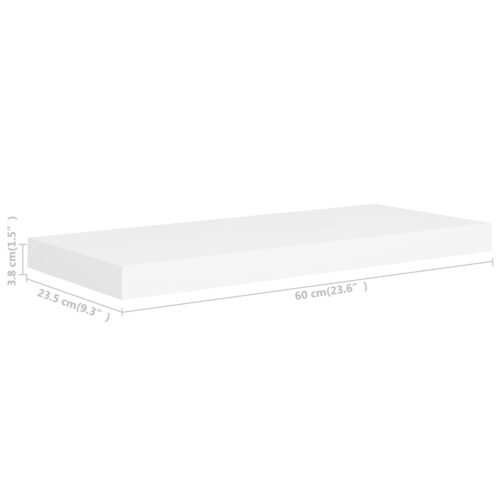 Floating Wall Shelf White 60x23.5x3.8cm MDF - Image 7