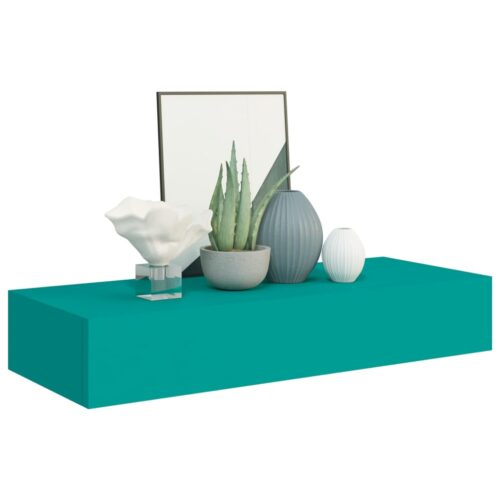 Wall-mounted Drawer Shelf Blue 60x23.5x10cm MDF - Image 3