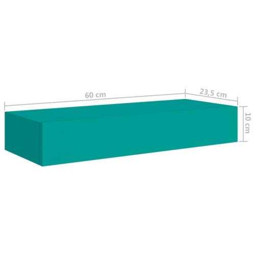 Wall-mounted Drawer Shelf Blue 60x23.5x10cm MDF - Image 9
