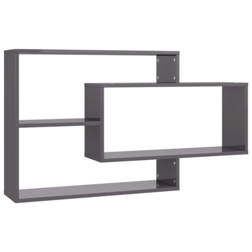 Wall Shelves High Gloss Grey 104x20x58.5cm Engineered Wood - Image 2