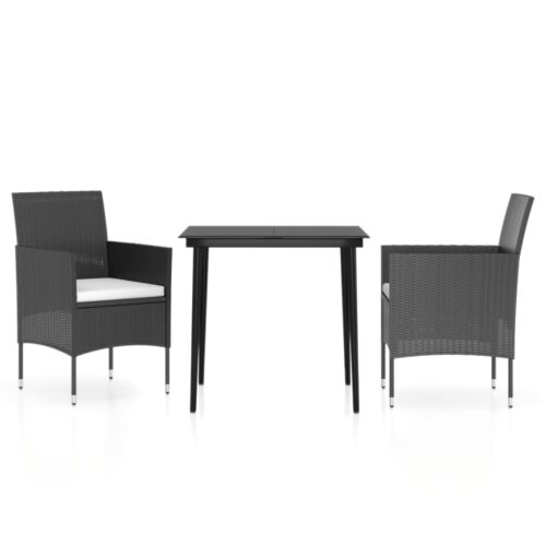 3-Piece Outdoor Dining Set Garden Patio Bistro Chairs Cushions Rattan Furniture