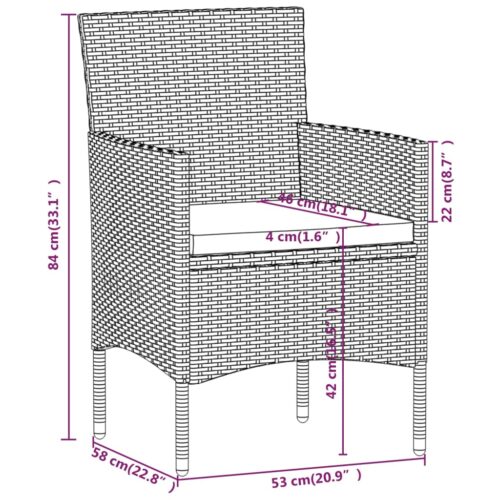 3-Piece Outdoor Dining Set Garden Patio Bistro Chairs Cushions Rattan Furniture - Image 6