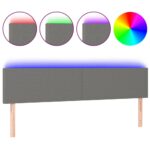LED Lights Headboard Bed Frame Head Bedhead Board Fabric Grey 160cm Queen Size
