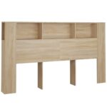 Headboard Cabinet Bed Frame Head Storage Shelf Board Bedhead Sonoma Oak 180x18.5x104.5cm