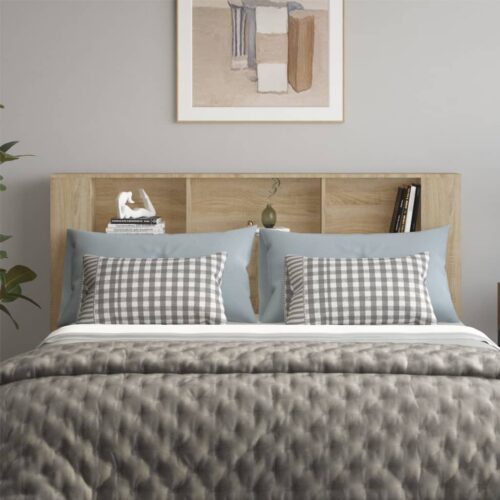 Headboard Cabinet Bed Frame Head Storage Shelf Board Bedhead Sonoma Oak 180x18.5x104.5cm - Image 3