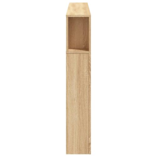 LED Lights Cabinet Wooden Bed Frame Head Storage Shelf Bedhead Oak 160cm - Image 7