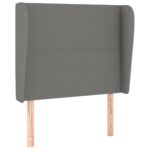 Headboard with Ears Dark Grey 83x23x118/128cm Fabric