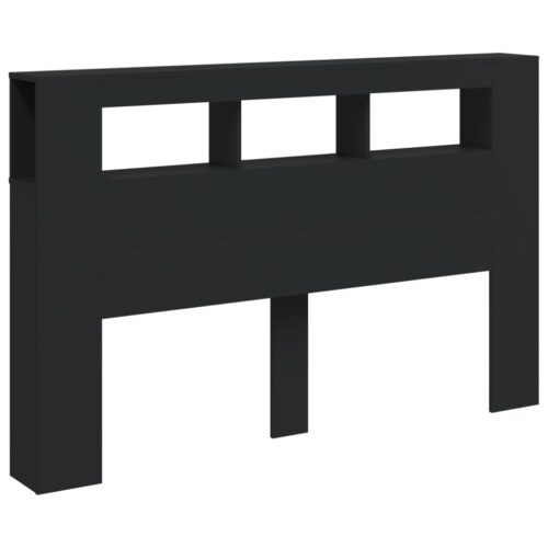 LED Lights Cabinet Wooden Bed Frame Head Storage Shelf Bedhead 160cm - Image 5
