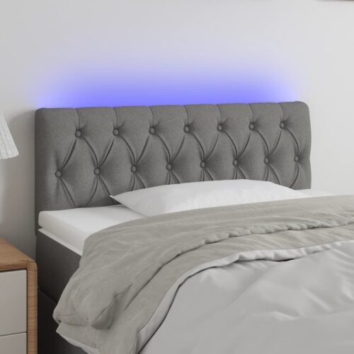 LED Lights Headboard Bed Frame Head Bedhead Board Fabric Grey 100cm Single Size - Image 2