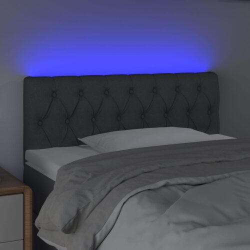 LED Lights Headboard Bed Frame Head Bedhead Board Fabric Grey 100cm Single Size - Image 3