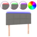 LED Lights Headboard Bed Frame Head Bedhead Board Fabric Grey 100cm Single Size