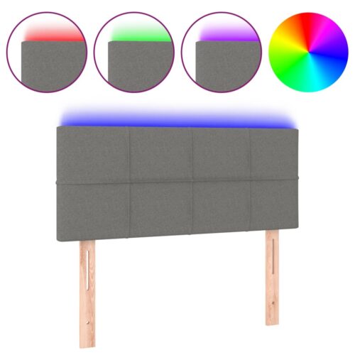 LED Lights Headboard Bed Frame Head Bedhead Board Fabric Grey 100cm Single Size