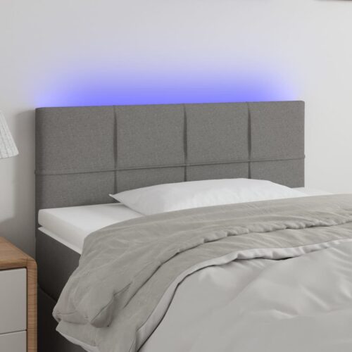 LED Lights Headboard Bed Frame Head Bedhead Board Fabric Grey 100cm Single Size - Image 2