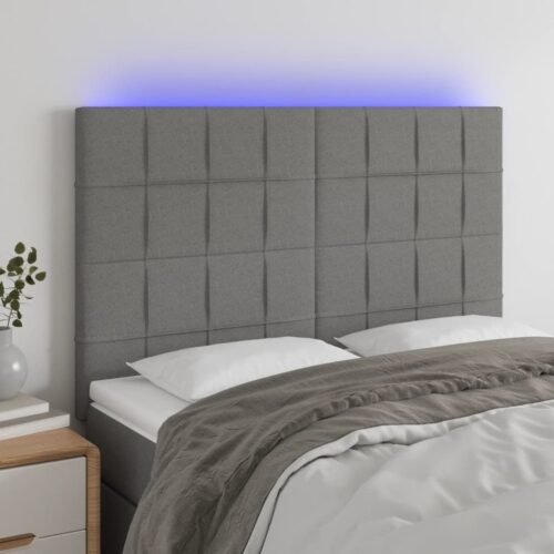 LED Lights Headboard Bed Frame Head Bedhead Board Fabric Dark Grey 144cm Double - Image 2