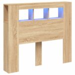 LED Headboard Sonoma Oak 120cm Engineered Wood