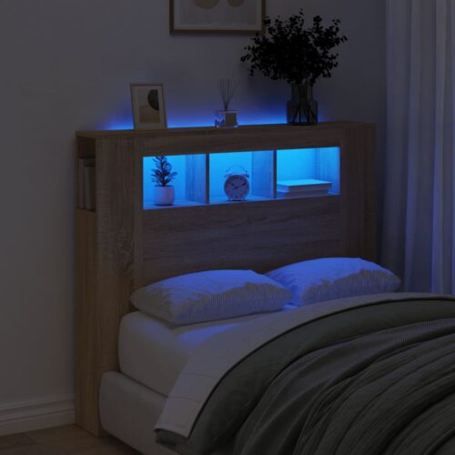 LED Headboard Sonoma Oak 120cm Engineered Wood - Image 2