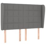 Headboard with Ears Dark Grey 147x23x118/128cm Fabric