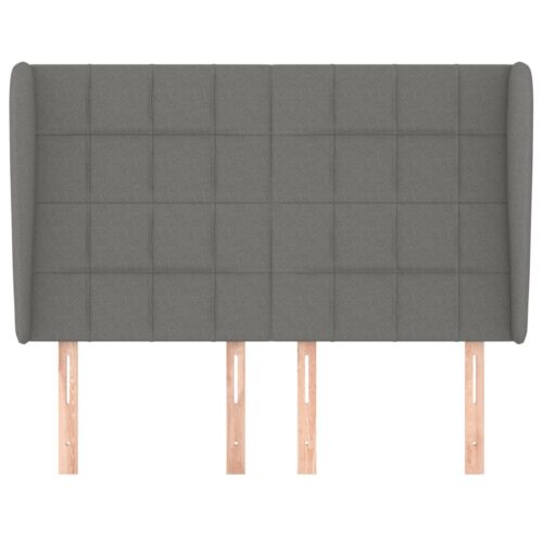 Headboard with Ears Dark Grey 147x23x118/128cm Fabric - Image 3