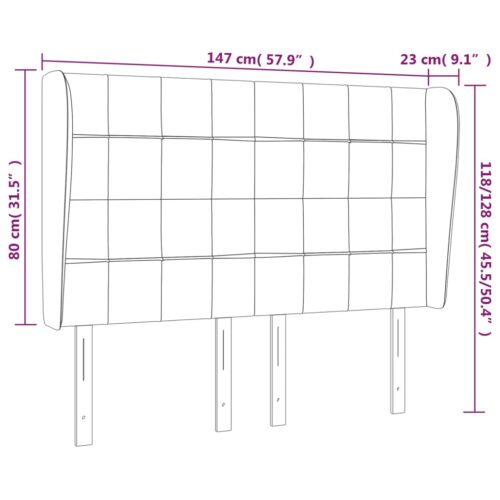 Headboard with Ears Dark Grey 147x23x118/128cm Fabric - Image 9