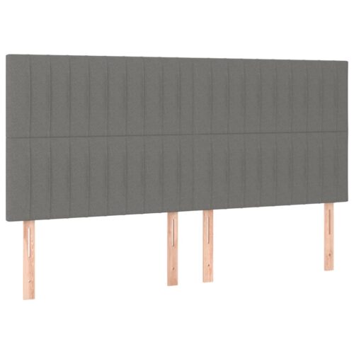 LED Lights Headboard Bed Frame Head Bedhead Board Fabric Grey 160cm Queen Size - Image 4