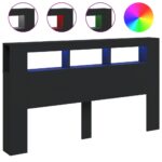 LED Headboard Black 180x18.5x103.5cm Engineered Wood