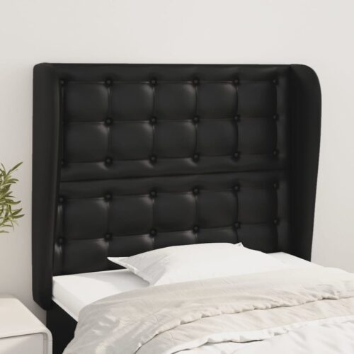 Headboard with Ears Black 103x23x118/128cm Faux Leather - Image 2