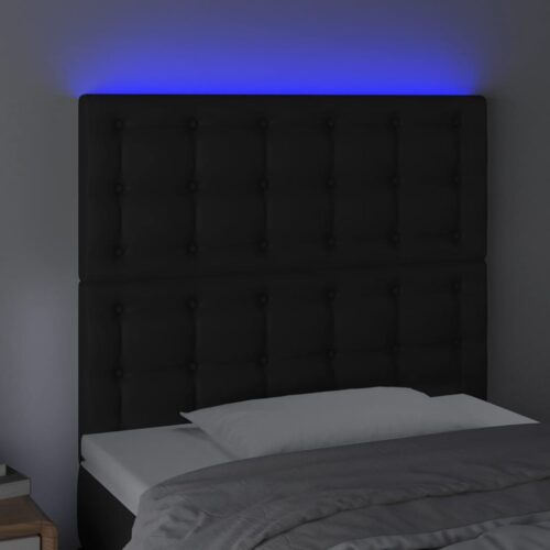 LED Lights Headboard Bed Head Bedhead Board Faux Leather Black 100cm Single Size - Image 3
