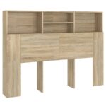 Headboard Cabinet Bed Frame Head Storage Shelf Board Bedhead Sonoma Oak 140x19x103.5cm