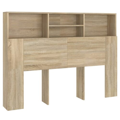 Headboard Cabinet Bed Frame Head Storage Shelf Board Bedhead Sonoma Oak 140x19x103.5cm