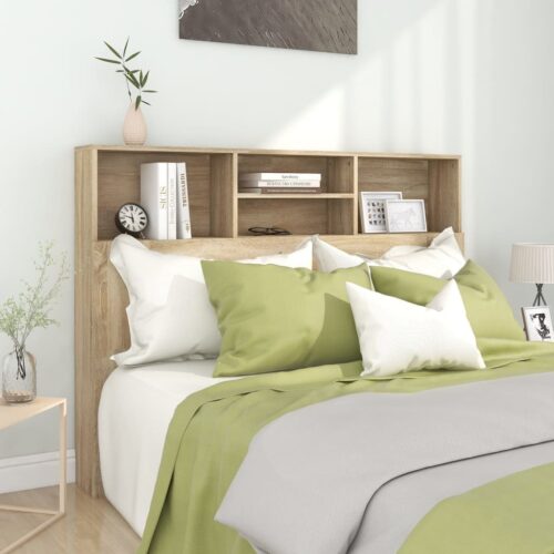 Headboard Cabinet Bed Frame Head Storage Shelf Board Bedhead Sonoma Oak 140x19x103.5cm - Image 2